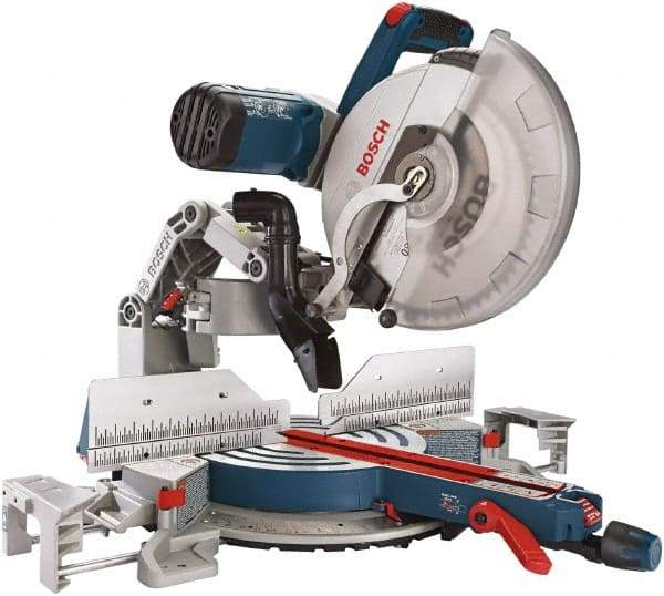 Bosch - 15 Amp, 3,800 RPM, 45° Right Double Bevel Sliding Miter Saw - 12" Blade Diam - Americas Industrial Supply