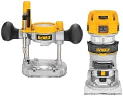 DeWALT - 16,000 to 27,000 RPM, 1.25 HP, 7 Amp, Fixed and Plunge Combination Electric Router - 115 Volts, 1/4 Inch Collet - Americas Industrial Supply