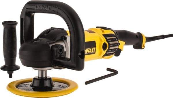 DeWALT - 7" Pad Diam, 600 & 3,500 RPM, Handheld Electric Polisher - 5/8-11" Spindle Thread, 12 Amps, 115 Volts - Americas Industrial Supply