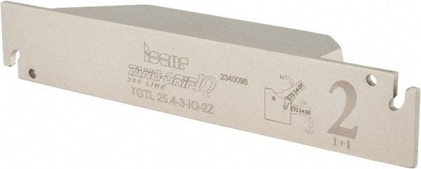 Iscar - External Thread, 0.11" Min Groove Width, 5.905" OAL, Left Hand Indexable Grooving Cutoff Toolholder - 1" Shank Height x 1" Shank Width, TAG Insert Style, TGT Toolholder Style, Series Tang-Grip - Americas Industrial Supply