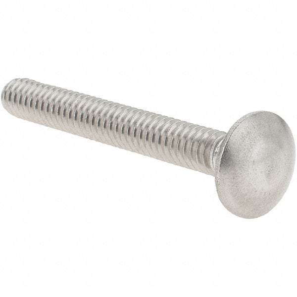 Value Collection - 1/4-20 UNC 2" Length Under Head, Standard Square Neck, Carriage Bolt - 18-8 Stainless Steel, Uncoated - Americas Industrial Supply