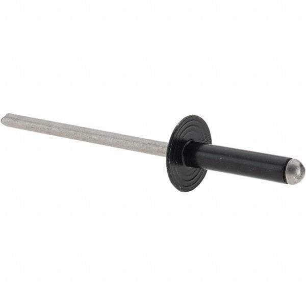 Made in USA - Large Flange Head Aluminum Open End Blind Rivet - Stainless Steel Mandrel, 1/32" to 11/64" Grip, 3/8" Head Diam, 1-1/8" Max Hole Diam, 0.563" Length Under Head, - Americas Industrial Supply