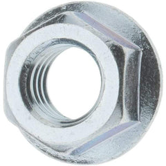 Value Collection - 3/8-16, 3/4" Flange Diam, Serrated Flange Nut - Grade Grade 2 Steel, Zinc-Plated Finish, 0.347" Flange Height - Americas Industrial Supply