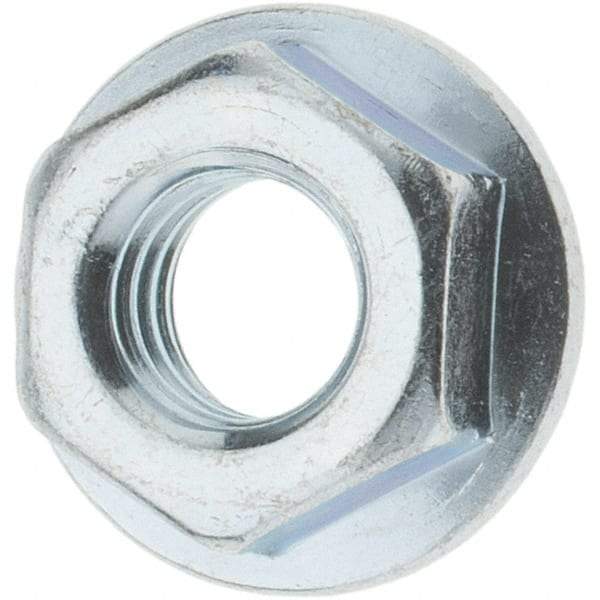 Value Collection - 5/16-18, 0.68" Flange Diam, Serrated Flange Nut - Grade Grade 2 Steel, Zinc-Plated Finish, 0.283" Flange Height - Americas Industrial Supply