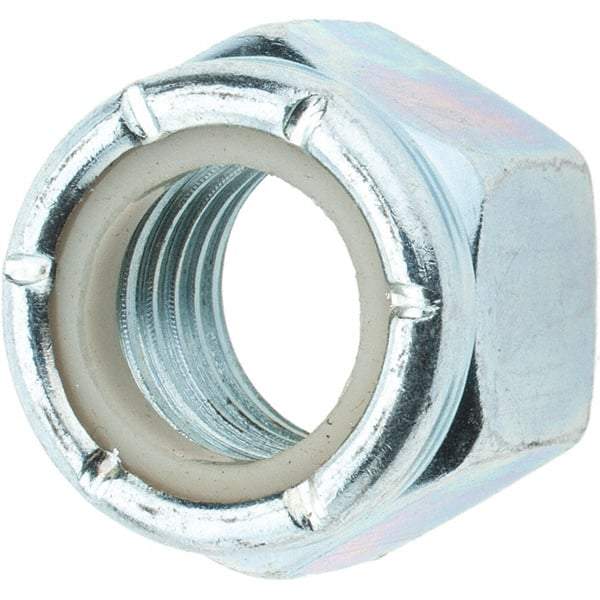 Value Collection - 3/4-10 UNC Grade 2 Hex Lock Nut with Nylon Insert - 1-1/16" Width Across Flats, 7/8" High, Zinc-Plated Finish - Americas Industrial Supply