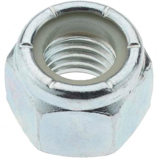 Value Collection - 1/2-13 UNC Grade 2 Hex Lock Nut with Nylon Insert - 3/4" Width Across Flats, 39/64" High, Zinc-Plated Finish - Americas Industrial Supply