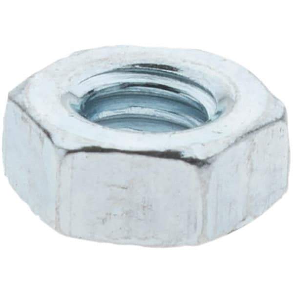 Value Collection - M4x0.70 Metric Coarse Steel Right Hand Hex Nut - 7mm Across Flats, 3.2mm High, Zinc Clear Finish - Americas Industrial Supply