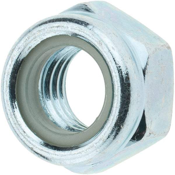 Value Collection - M12x1.75 Metric Coarse Class 8 Hex Lock Nut with Nylon Insert - 12mm High, Zinc-Plated Finish - Americas Industrial Supply