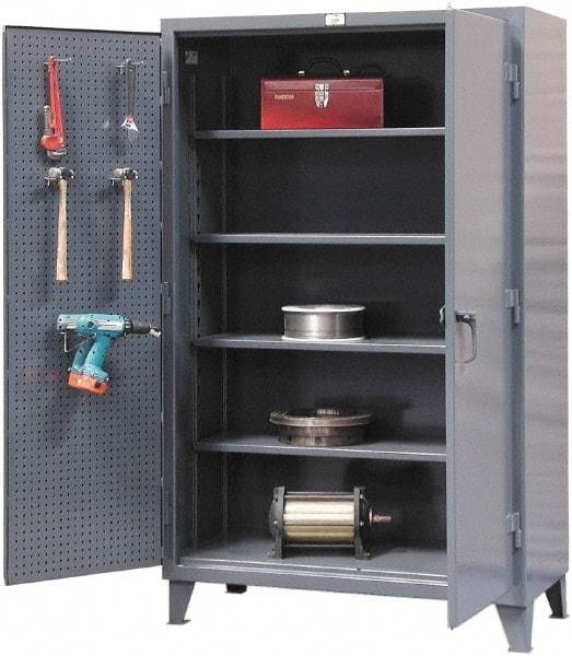 Strong Hold - 4 Shelf Pegboard Storage Cabinet - Steel, 72" Wide x 24" Deep x 78" High, Dark Gray - Americas Industrial Supply