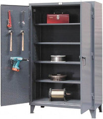 Strong Hold - 4 Shelf Pegboard Storage Cabinet - Steel, 60" Wide x 24" Deep x 72" High, Dark Gray - Americas Industrial Supply