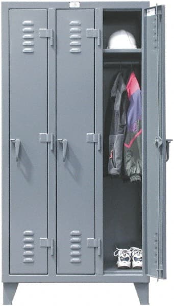 Strong Hold - 3 Door, 1 Tier, Steel Locker - Americas Industrial Supply