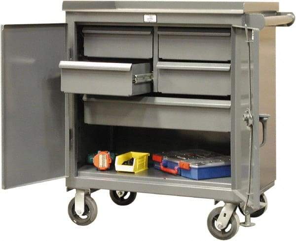 Strong Hold - 24" Wide x 36" High x 36" Deep, 5 Drawer Tool Cart - 400 Lb Capacity, Steel, Dark Gray - Americas Industrial Supply