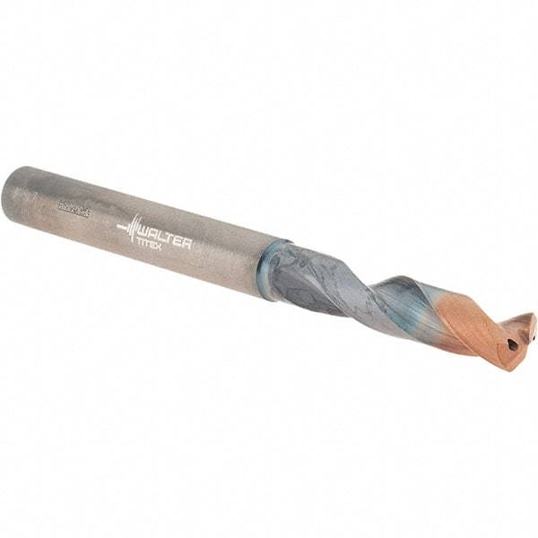 Walter-Titex - 5.6mm 140° Spiral Flute Solid Carbide Screw Machine Drill Bit - Double Coating Finish, Right Hand Cut, 28mm Flute Length, 66mm OAL, X-treme Plus Point, Straight Shank, Through Coolant - Americas Industrial Supply
