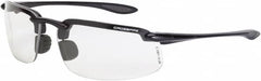 CrossFire - Clear Lenses, Frameless Safety Glasses - Scratch Resistant, Black Polycarbonate Frame, Size Universal, Wrap Around - Americas Industrial Supply