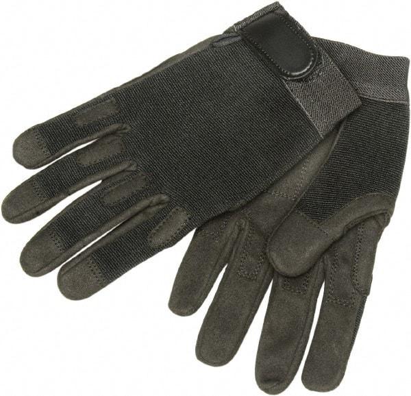 Ability One - Size M Nylon/Spandura General Protection Work Gloves - For Mechanic's & Lifting, Uncoated, Hook & Loop Cuff, Full Fingered, Black, Paired - Americas Industrial Supply