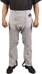 MCR Safety - Size Universal Leather Welding Chaps - No Pockets, 38" Inseam, Gray - Americas Industrial Supply