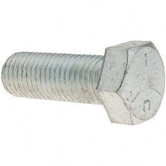 Value Collection - 7/8-9 UNC, 2-1/2" Length Under Head Hex Head Cap Screw - Fully Threaded, Grade 5 Steel, Zinc-Plated Finish, 1-5/16" Hex - Americas Industrial Supply