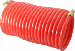 PRO-SOURCE - 3/8" ID, 3/8 Thread, 25' Long, Red Nylon Coiled & Self Storing Hose - 310 Max psi, Male Swivel x Male Swivel - Americas Industrial Supply
