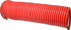 PRO-SOURCE - 3/8" ID, 3/8 Thread, 50' Long, Red Nylon Coiled & Self Storing Hose - 310 Max psi, Male Swivel x Male Swivel - Americas Industrial Supply