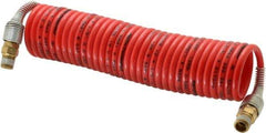 PRO-SOURCE - 1/8" ID, 1/8 Thread, 12' Long, Red Nylon Coiled & Self Storing Hose - 386 Max psi, Male Swivel x Male Swivel - Americas Industrial Supply