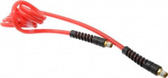 PRO-SOURCE - 5/16" ID, 1/4 Thread, 5' Long, Red Polyurethane Coiled & Self Storing Hose - 120 Max psi, Male Swivel x Male Swivel - Americas Industrial Supply