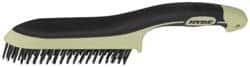 Hyde Tools - 1-1/8 Inch Trim Length Steel Scratch Brush - 6" Brush Length, 11-3/4" OAL, 1-1/8" Trim Length, Plastic with Rubber Overmold Ergonomic Handle - Americas Industrial Supply