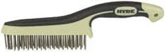 Hyde Tools - 1-1/8 Inch Trim Length Stainless Steel Scratch Brush - 6" Brush Length, 11-3/4" OAL, 1-1/8" Trim Length, Plastic with Rubber Overmold Ergonomic Handle - Americas Industrial Supply