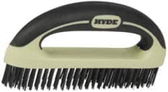 Hyde Tools - 1-1/8 Inch Trim Length Steel Scratch Brush - 8" Brush Length, 8" OAL, 1-1/8" Trim Length, Plastic with Rubber Overmold Ergonomic Handle - Americas Industrial Supply