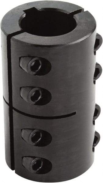 Climax Metal Products - 1-3/4" Inside x 3-1/8" Outside Diam, Two Piece Rigid Coupling with Keyway - 4-1/2" Long x 3/8" Keyway Width x 3/16" Keyway Depth - Americas Industrial Supply