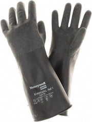North - Size XL (10), 14" Long, 14 mil Thick, Butyl Chemical Resistant Gloves - Rough Finish, Rolled Cuff, Black, FDA Approved - Americas Industrial Supply