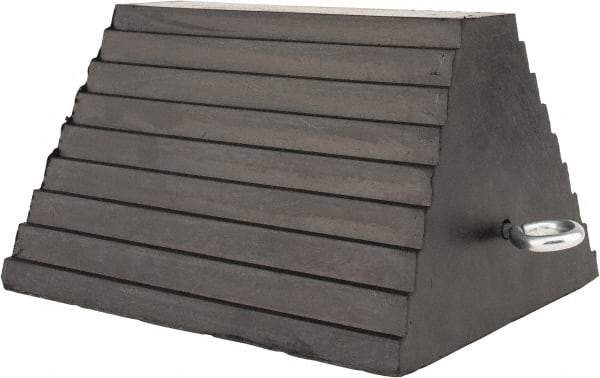 Value Collection - 9" Wide x 6" High x 8" Deep, Rubber Wheel Chock - Type B, Complete with Cadmium Plated Eyebolt - Americas Industrial Supply