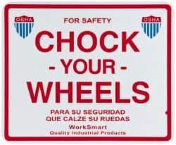 Value Collection - "Chock Your Wheels", Aluminum Safety Sign - Use for Accident Prevention - Americas Industrial Supply