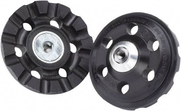 3M - 4" Diam Disc Backing Pad - 3/8" Shank Diam, Hard Density, 15,000 RPM, Roloc TR Compatible - Americas Industrial Supply