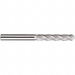 SGS - 5/16" Diam, 1-5/8" LOC, 4 Flute Solid Carbide Ball End Mill - TiN Finish, Single End, 4" OAL, 5/16" Shank Diam, Spiral Flute - Americas Industrial Supply