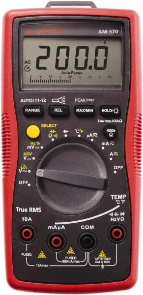 Amprobe - 4210340, CAT IV, CAT III, 1,000 VAC/VDC, Digital True RMS Auto Ranging Manual Ranging Multimeter - 60 mOhm, Measures Voltage, Capacitance, Current, Frequency, Resistance, Temperature - Americas Industrial Supply