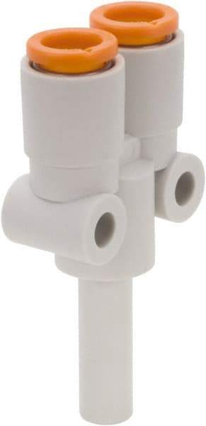 SMC PNEUMATICS - 1/8" OD, Brass/Polybutylene Push-to-Connect Plug-In Y - 145 Max psi, 1/8" Stem Diam - Americas Industrial Supply