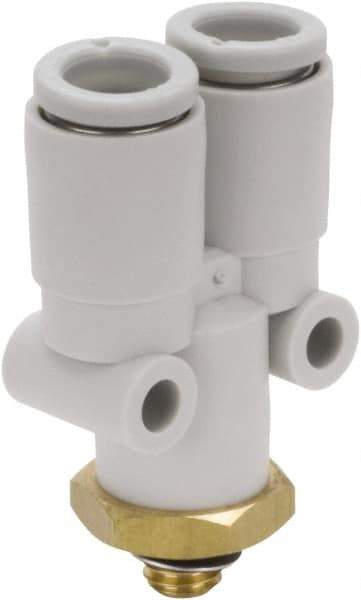 SMC PNEUMATICS - 4mm Outside Diam, M5 x 0.8 Metric, Brass/Polybutylene Push-to-Connect Tube Male Y Connector - 145 Max psi - Americas Industrial Supply