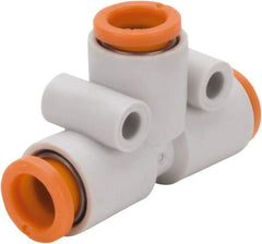 SMC PNEUMATICS - 3/8" OD, Brass/Polybutylene Push-to-Connect Union Tee - 145 Max psi - Americas Industrial Supply