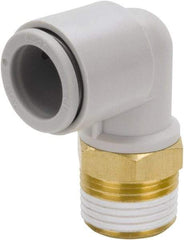 SMC PNEUMATICS - 10mm Outside Diam, 1/2 BSPT, Brass/Polybutylene Push-to-Connect Tube Male Elbow - 145 Max psi - Americas Industrial Supply