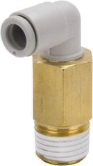 SMC PNEUMATICS - 12mm Outside Diam, 1/4 BSPT, Brass/Polybutylene Push-to-Connect Tube Extended Male Elbow - 145 Max psi - Americas Industrial Supply