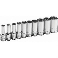 SK - 1/4" Drive Semi-Deep Socket Set - 3/16 to 9/16", Inch Measurement Standard - Americas Industrial Supply