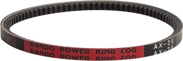 Bando - Section AX, 1/2" Wide, 59" Outside Length, V-Belt - Rubber Compound, Black, Classic Cogged, No. AX57 - Americas Industrial Supply