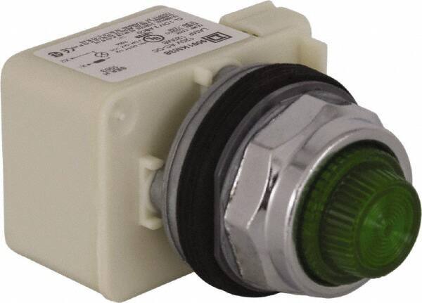 Schneider Electric - 120 V Green Lens Incandescent Pilot Light - Round Lens, Screw Clamp Connector - Americas Industrial Supply