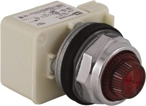 Schneider Electric - 120 V Red Lens Incandescent Pilot Light - Round Lens, Screw Clamp Connector - Americas Industrial Supply