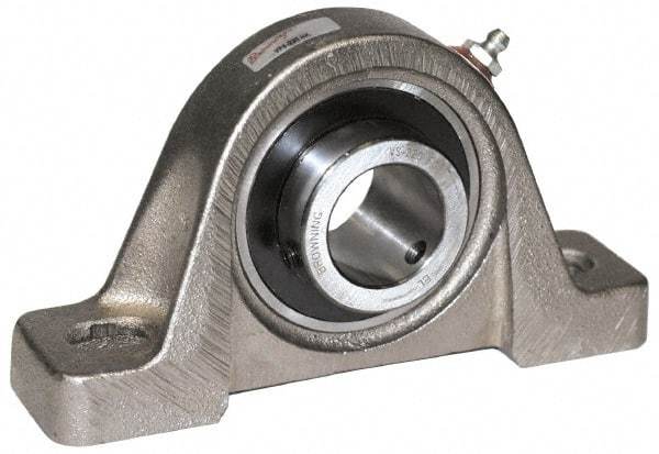 Browning - 1-3/16" ID, 6-3/4" OAL x 3-11/16" OAH Pillow Block - 3,493 Lb Static Cap, 5,782 Lb Dyn Cap, 5" Btw Mnt Hole Ctrs, 1-7/8" Base-to-Ctr Ht, Cast Iron - Americas Industrial Supply