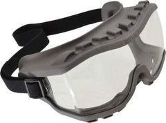Uvex - Size Universal, Clear Polycarbonate Anti-Fog & Scratch Resistant Lens, Safety Goggles - Direct Vent, Gray TPE (Thermopoly Elastomer) Frame, Over the Glass Style - Americas Industrial Supply