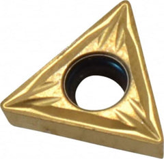 Seco - TCMT21.51 MF2 Grade CP500 Carbide Turning Insert - TiAlN/TiN Finish, 60° Triangle, 1/4" Inscr Circle, 3/32" Thick, 1/64" Corner Radius - Americas Industrial Supply