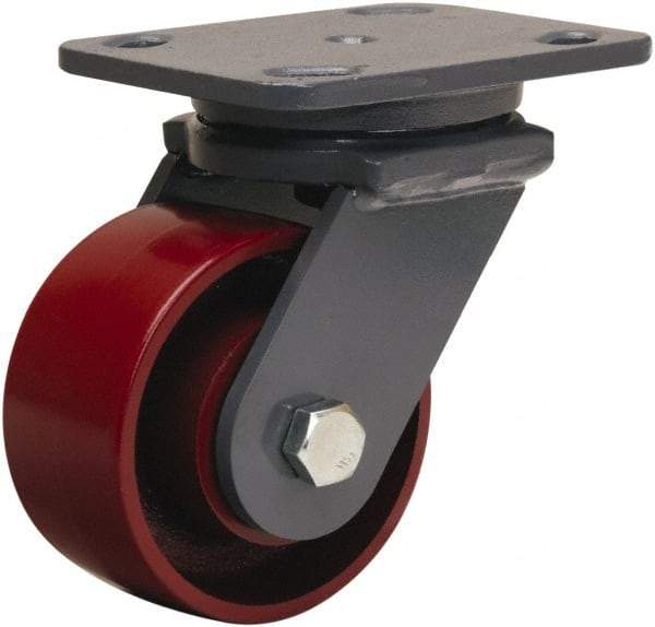 Hamilton - 4" Diam x 2" Wide x 5-5/8" OAH Top Plate Mount Swivel Caster - Cast Iron, 1,000 Lb Capacity, Precision Ball Bearing, 4 x 5" Plate - Americas Industrial Supply