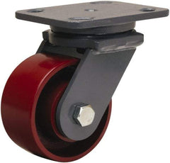 Hamilton - 4" Diam x 2" Wide x 5-5/8" OAH Top Plate Mount Swivel Caster - Cast Iron, 1,000 Lb Capacity, Precision Ball Bearing, 4 x 5" Plate - Americas Industrial Supply