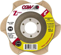 Camel Grinding Wheels - 80 Grit, 4-1/2" Disc Diam, 5/8-11 Center Hole, Type 27 Zirconia Alumina Flap Disc - 13,300 Max RPM, Poly Cotton Backing, Arbor Attaching System, Coated - Americas Industrial Supply